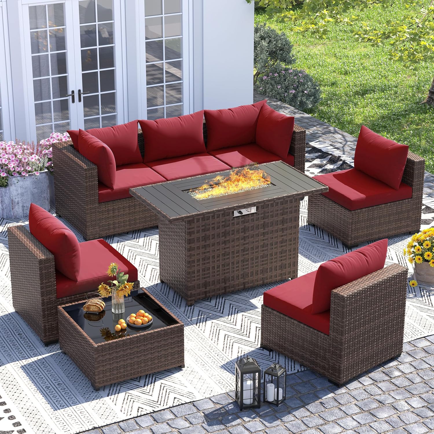 Outdoor Furniture Fire Pit - Conjunto de Sofá Seccional de Vime