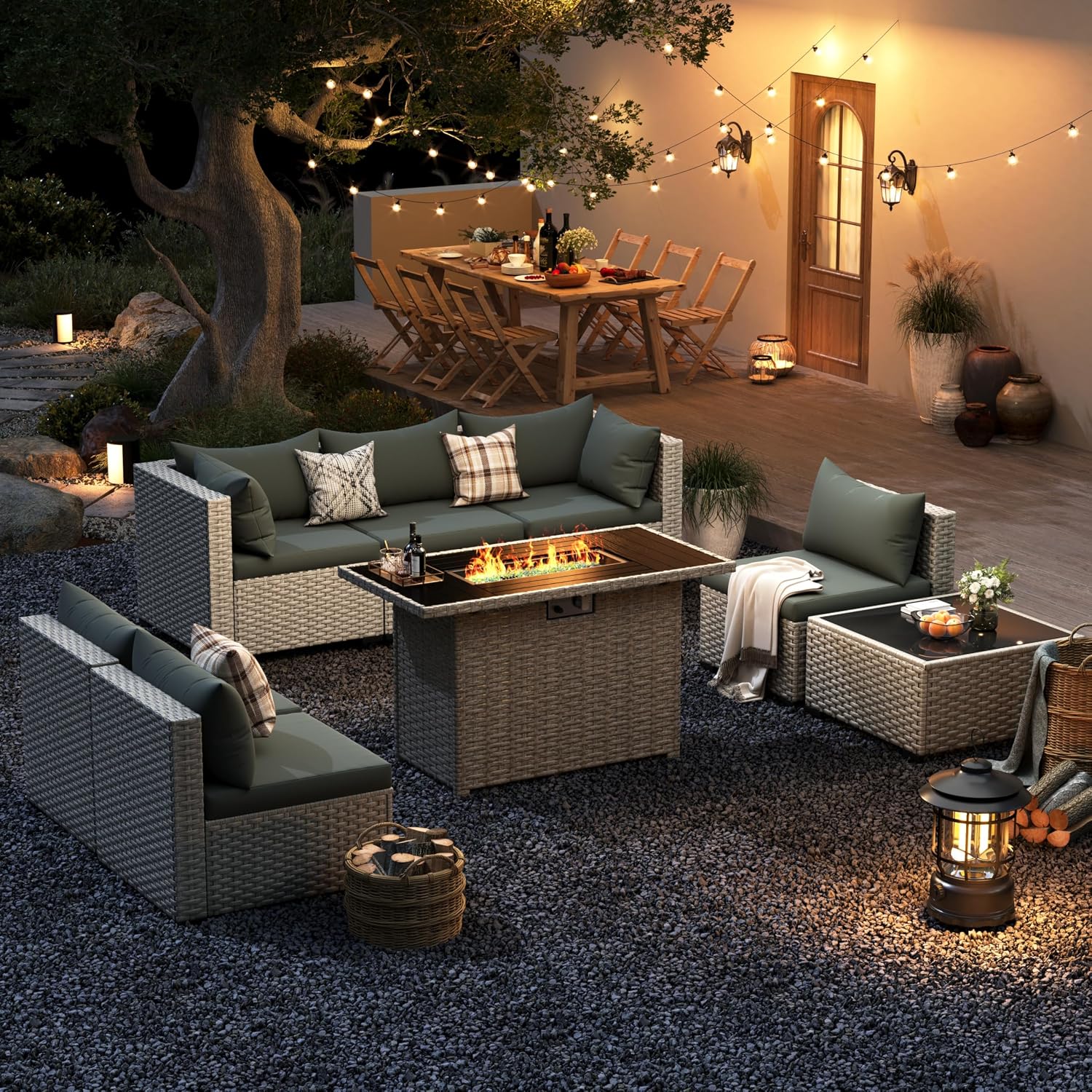 Outdoor Furniture Fire Pit - Conjunto de Sofá Seccional para Exterior