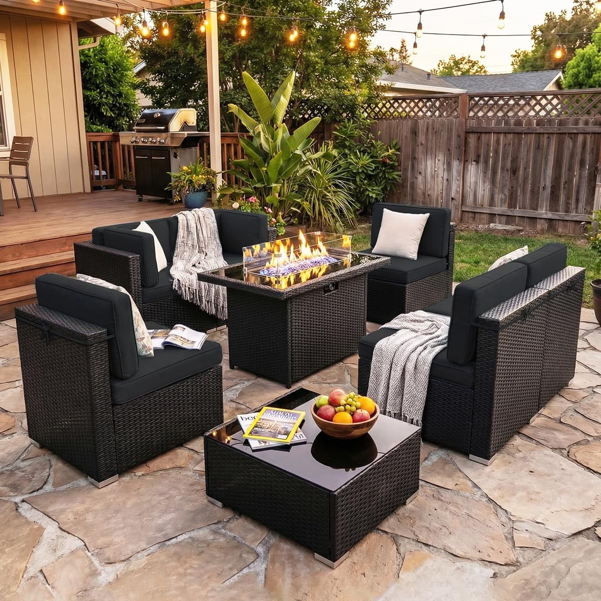 Outdoor Furniture Fire Pit - Conjunto de Móveis para Pátio com