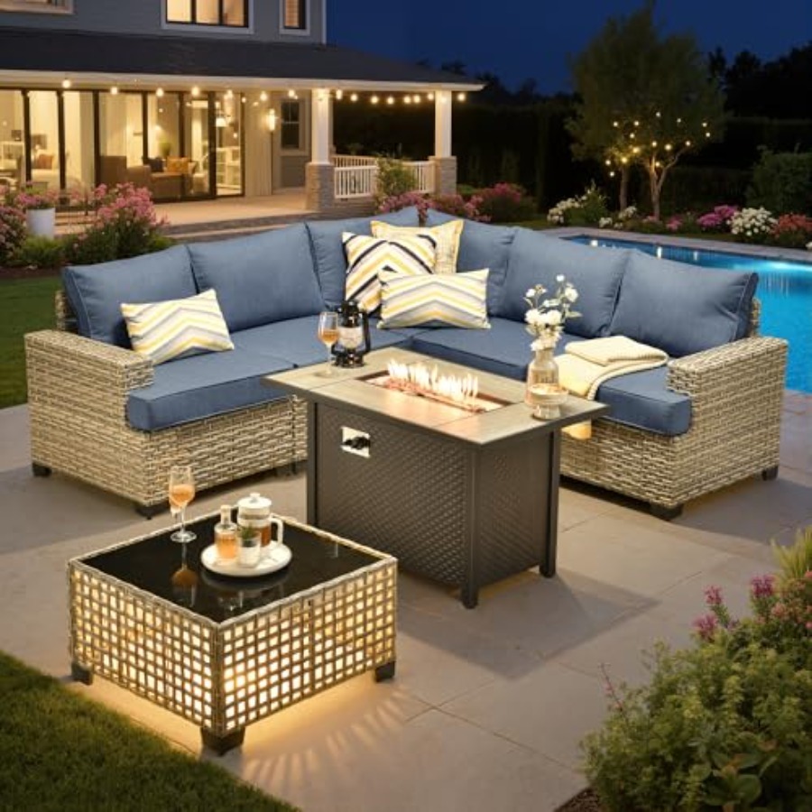 Outdoor Furniture Fire Pit - Conjunto de Móveis de Pátio Externo