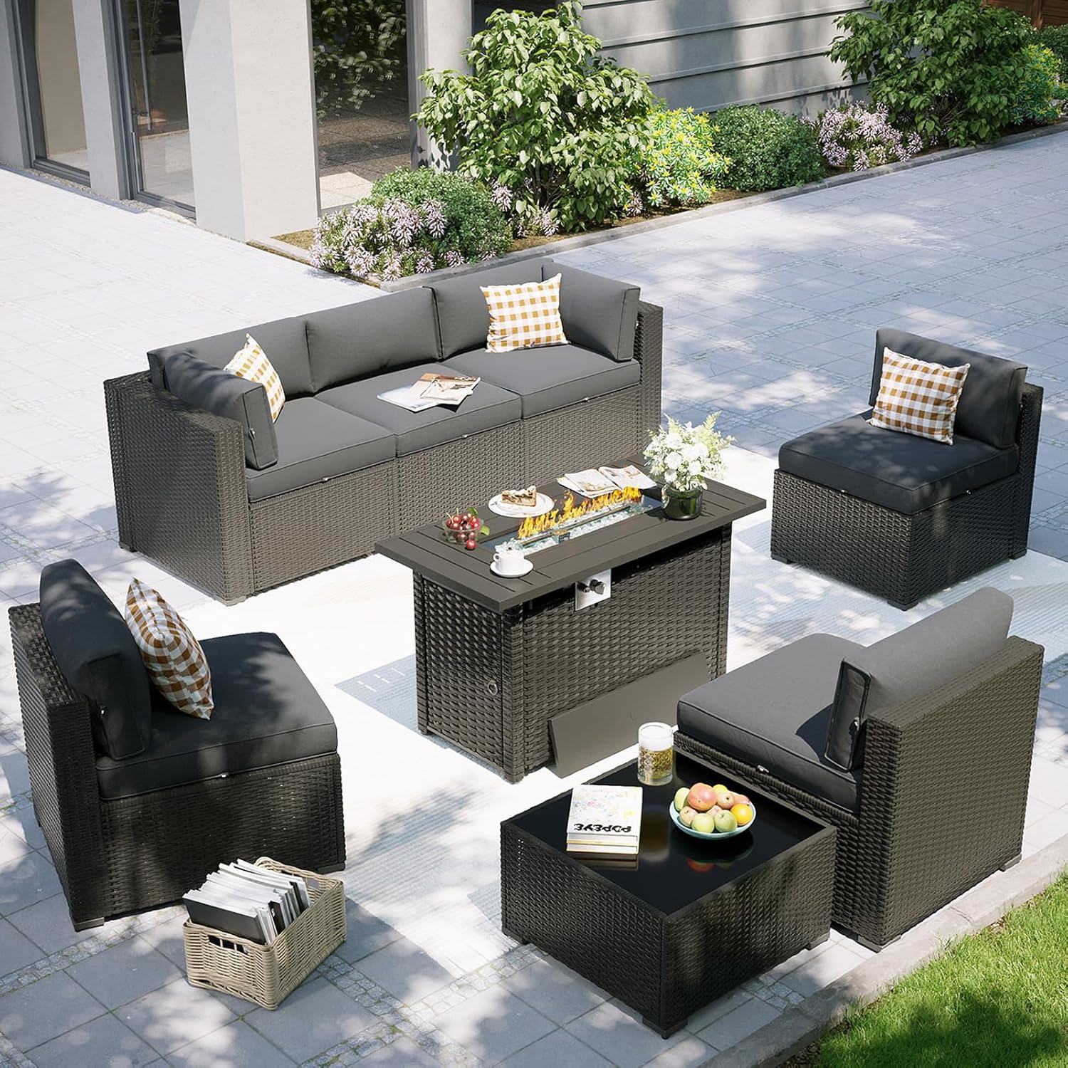 Outdoor Furniture Fire Pit - Conjunto de Móveis para Pátio com
