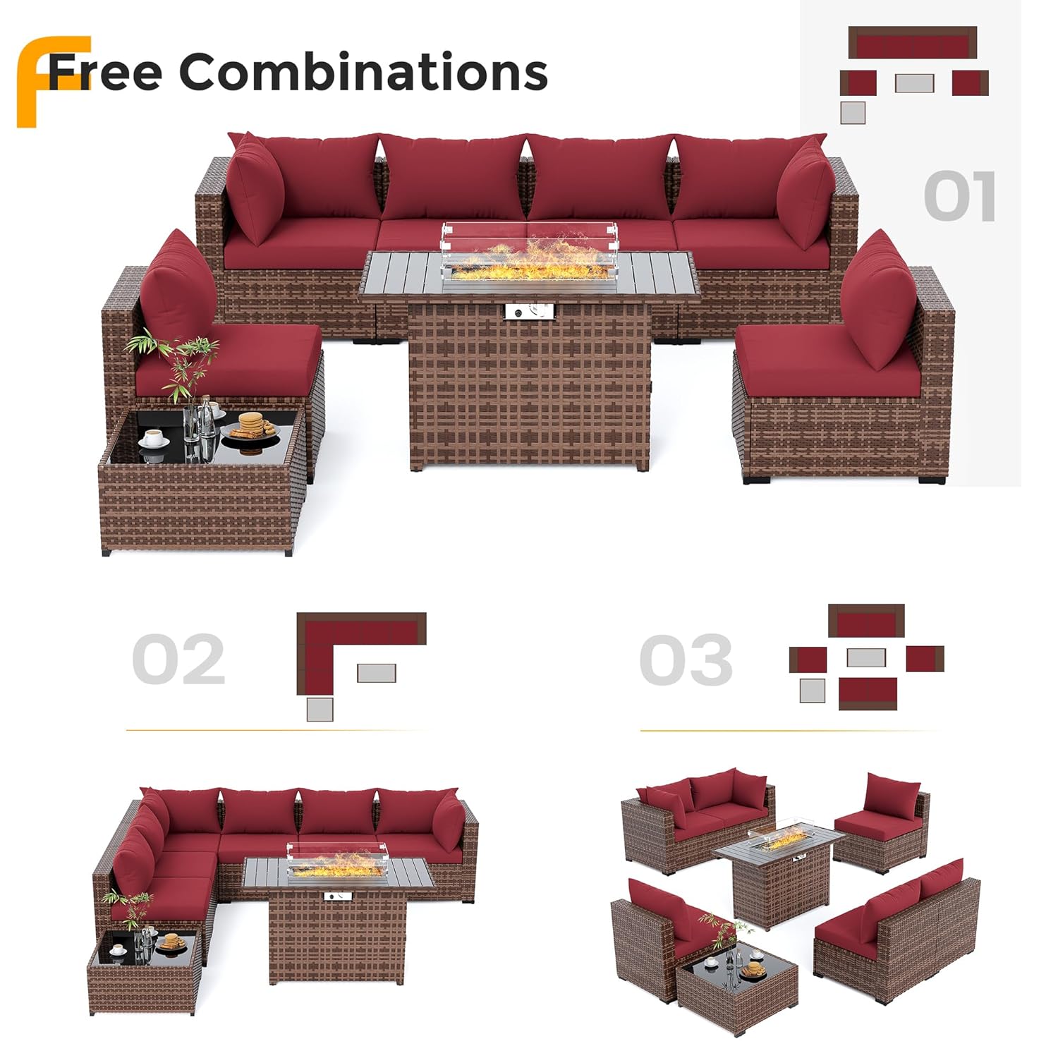 Conjunto de Sofá Seccional de  - Outdoor Furniture Fire Pit avaliação e preço