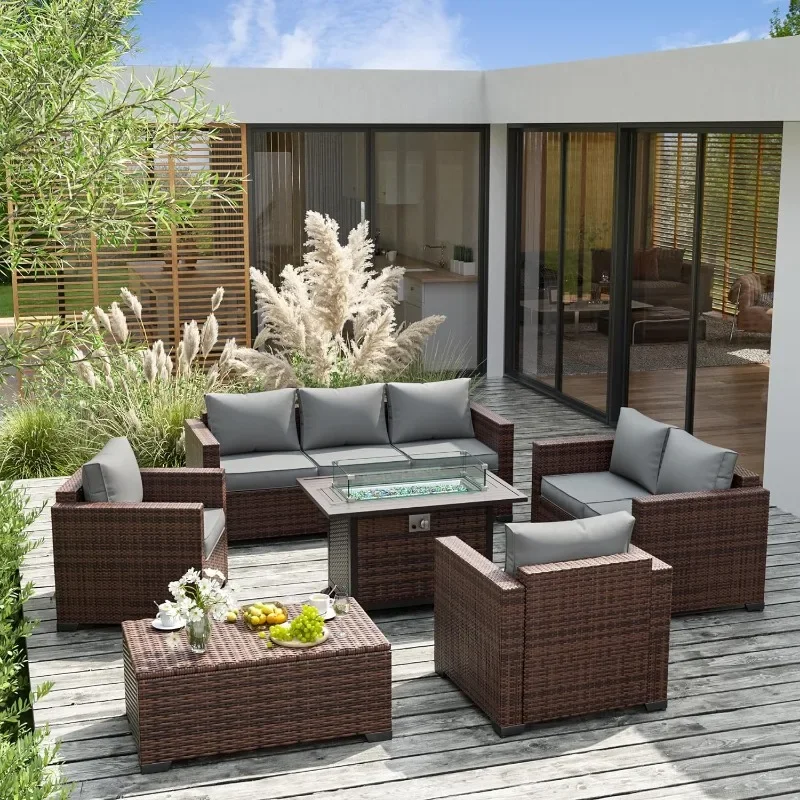 Um conjunto de móveis com mesa - Outdoor Furniture Fire Pit avaliação e preço