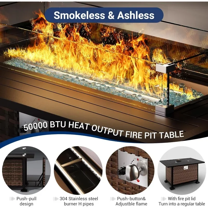 Um conjunto de móveis com mesa - Outdoor Furniture Fire Pit avaliação e preço