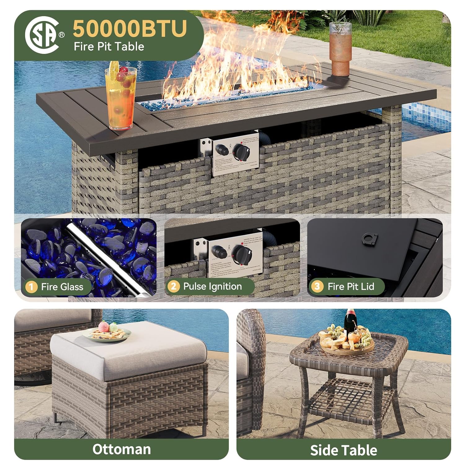 Conjunto de Pátio em Vime de 7 - Outdoor Furniture Fire Pit avaliação e preço