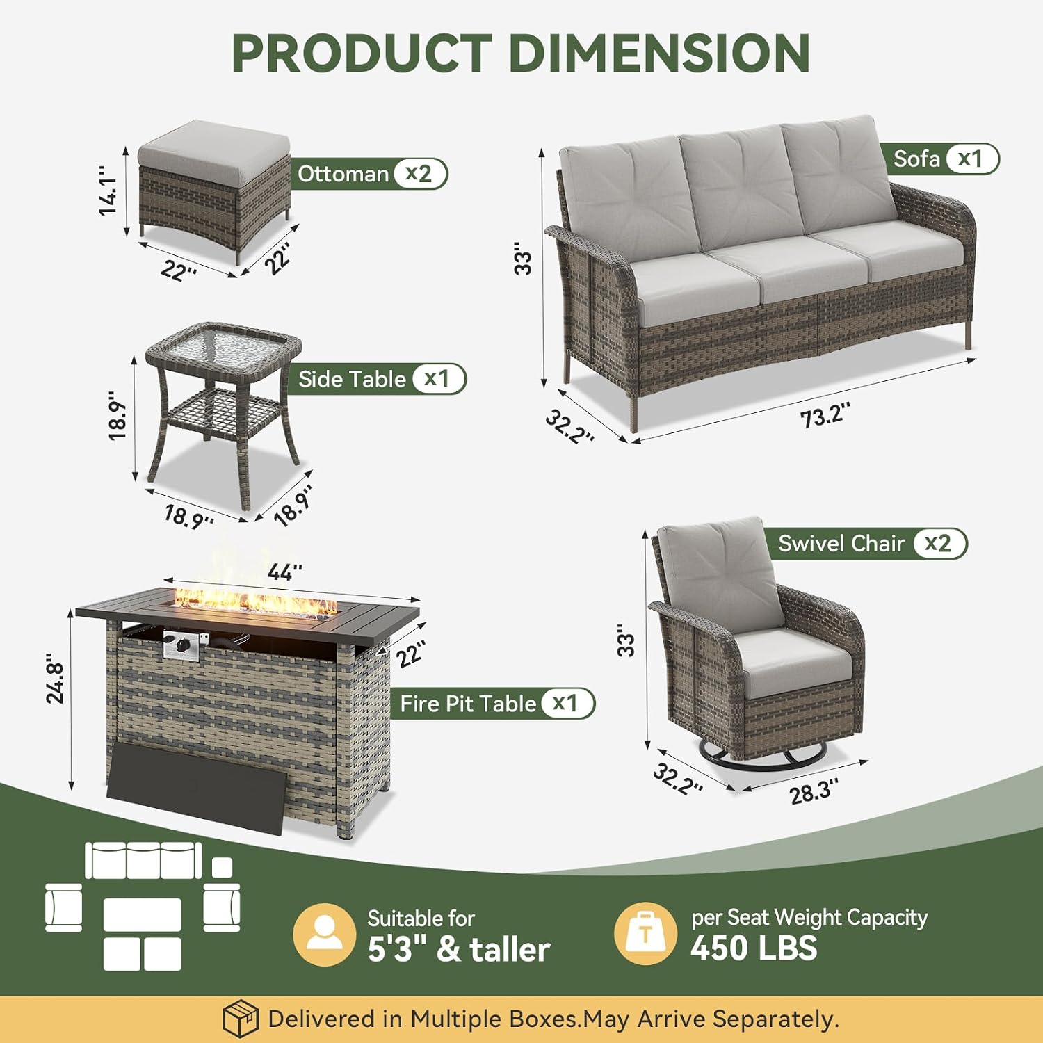 Conjunto de Pátio em Vime de 7 - Outdoor Furniture Fire Pit avaliação e preço