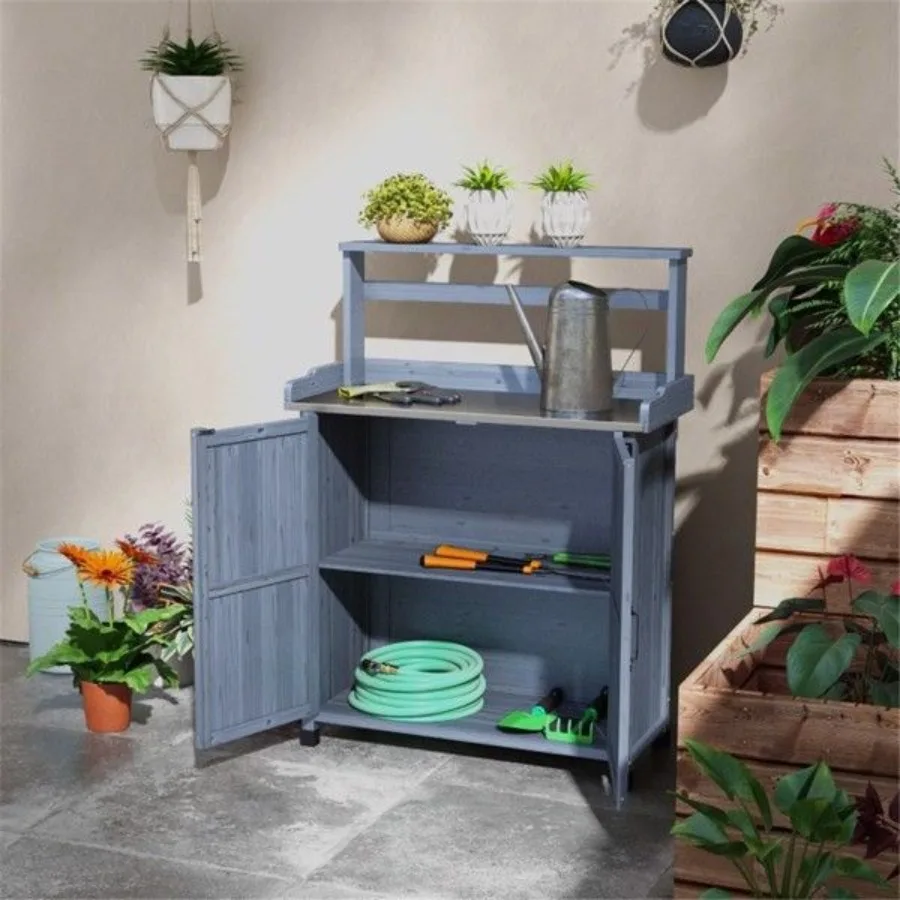Banco para vasos com armário d - Garden Storage Box avaliação e preço